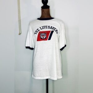Vintage Single Stitch The Lifesavers T-Shirt US Coast Guard Ringer Tee 80s‎